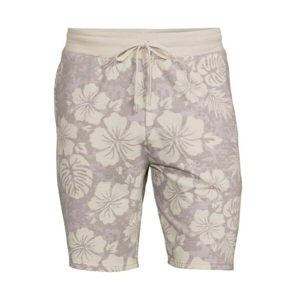 Men's Lounge Shorts in Neutral Palm  Print - Picture 1 of 5